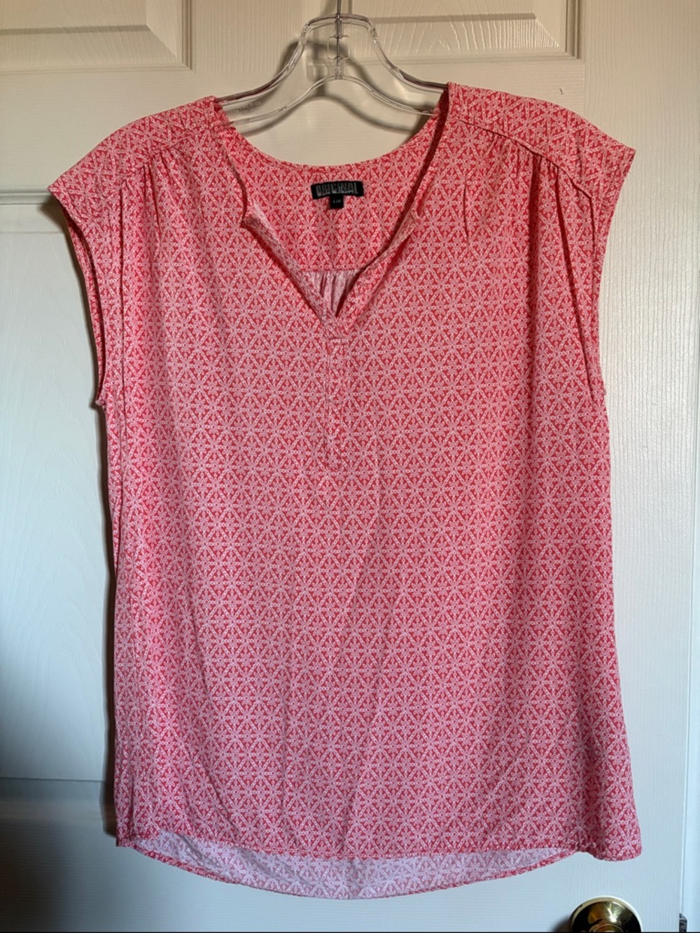 Pink Cap Sleeve V-Neck Blouse